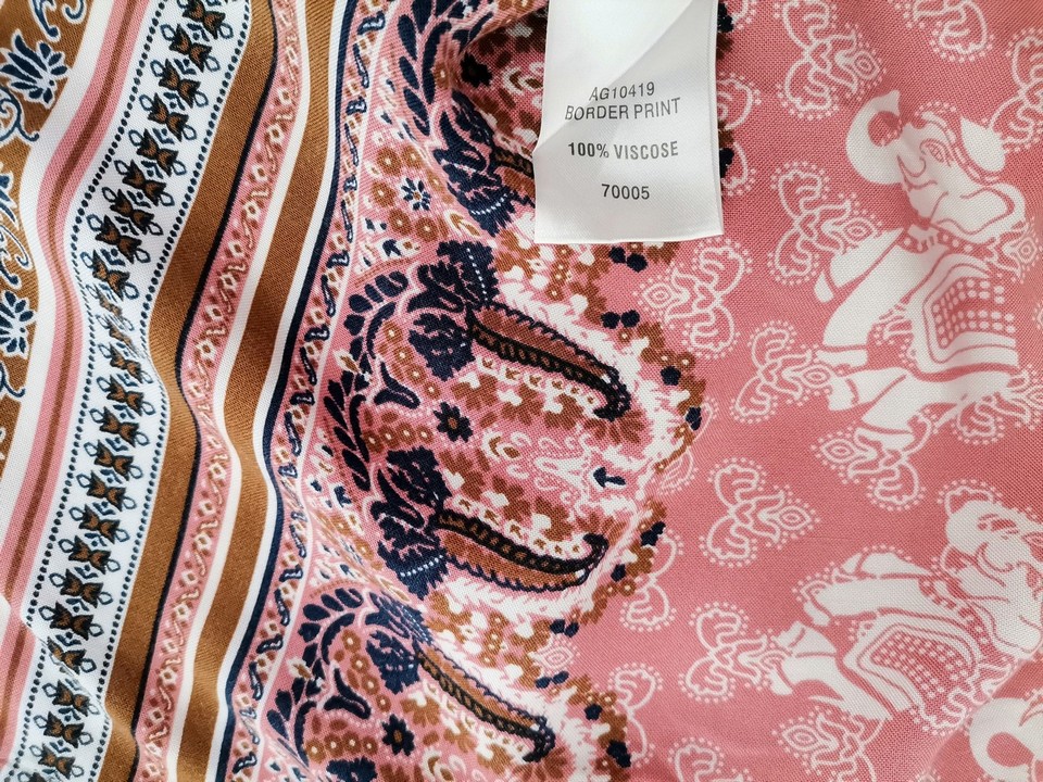 Cotton edits Size 12 (40) Color Różowy Pasy Okrągły dekolt Sukienka Maxi Bezrękawnik Długa Fabric Wiskoza 100%