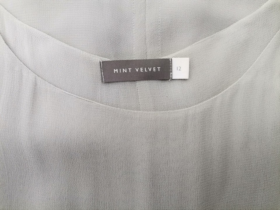 Mint Velvet Size 12 (40) Color Szary Okrągły dekolt Tunika Bluzka Bezrękawnik Fabric Wiskoza 100%