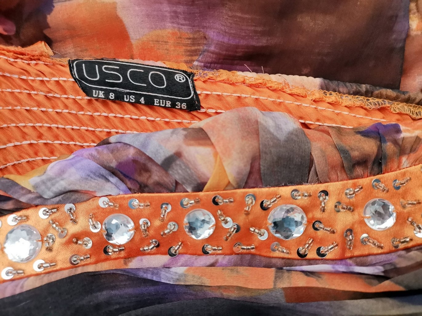 Usco Size 8 (36) Color Pomarańczowy Na Jedno Ramię Sukienka Maxi Bezrękawnik Długa