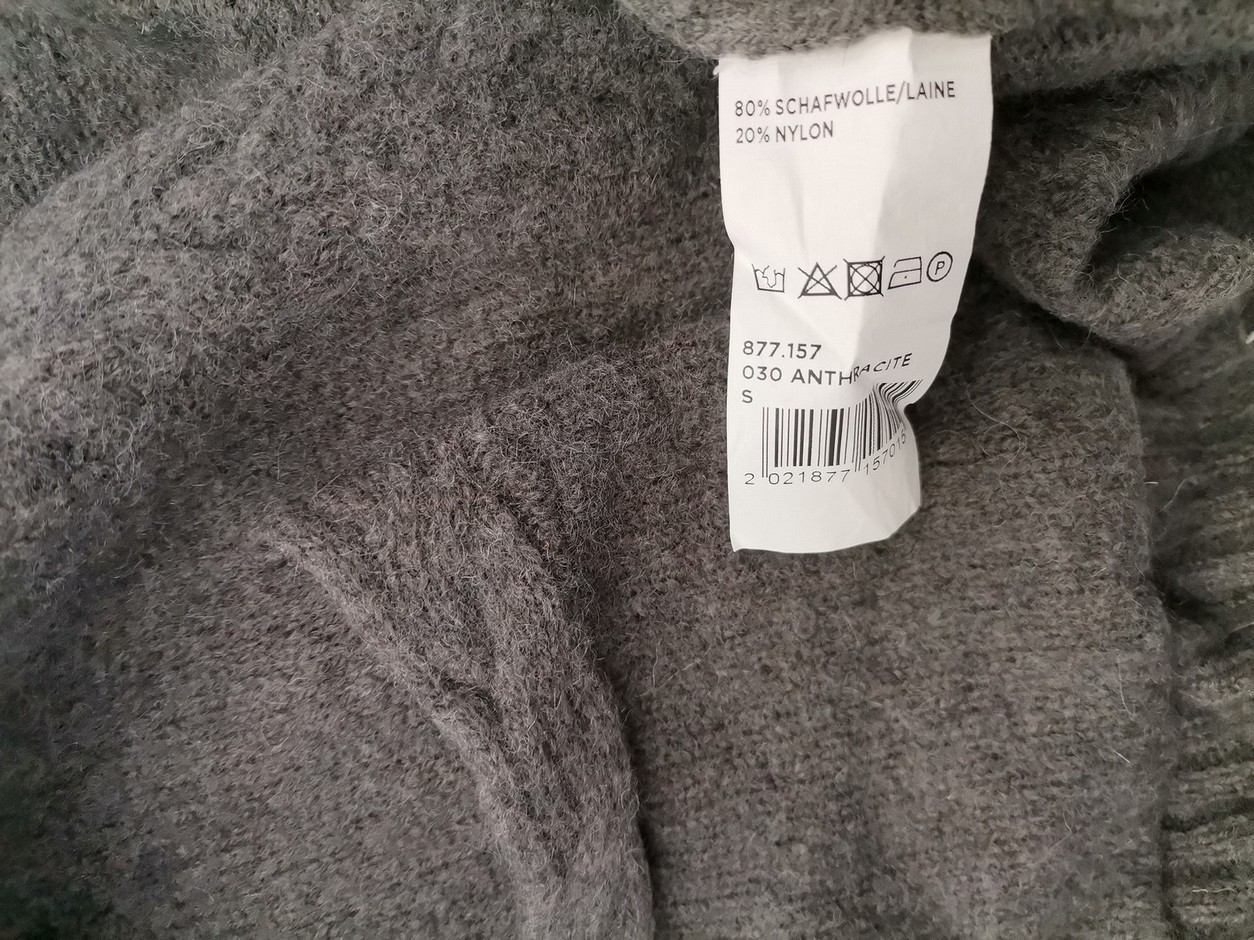 Maddison Size S Color Szary W serek Długi Kardigan Wiązany Krótki rękaw Fabric Wełna Cienka dzianina