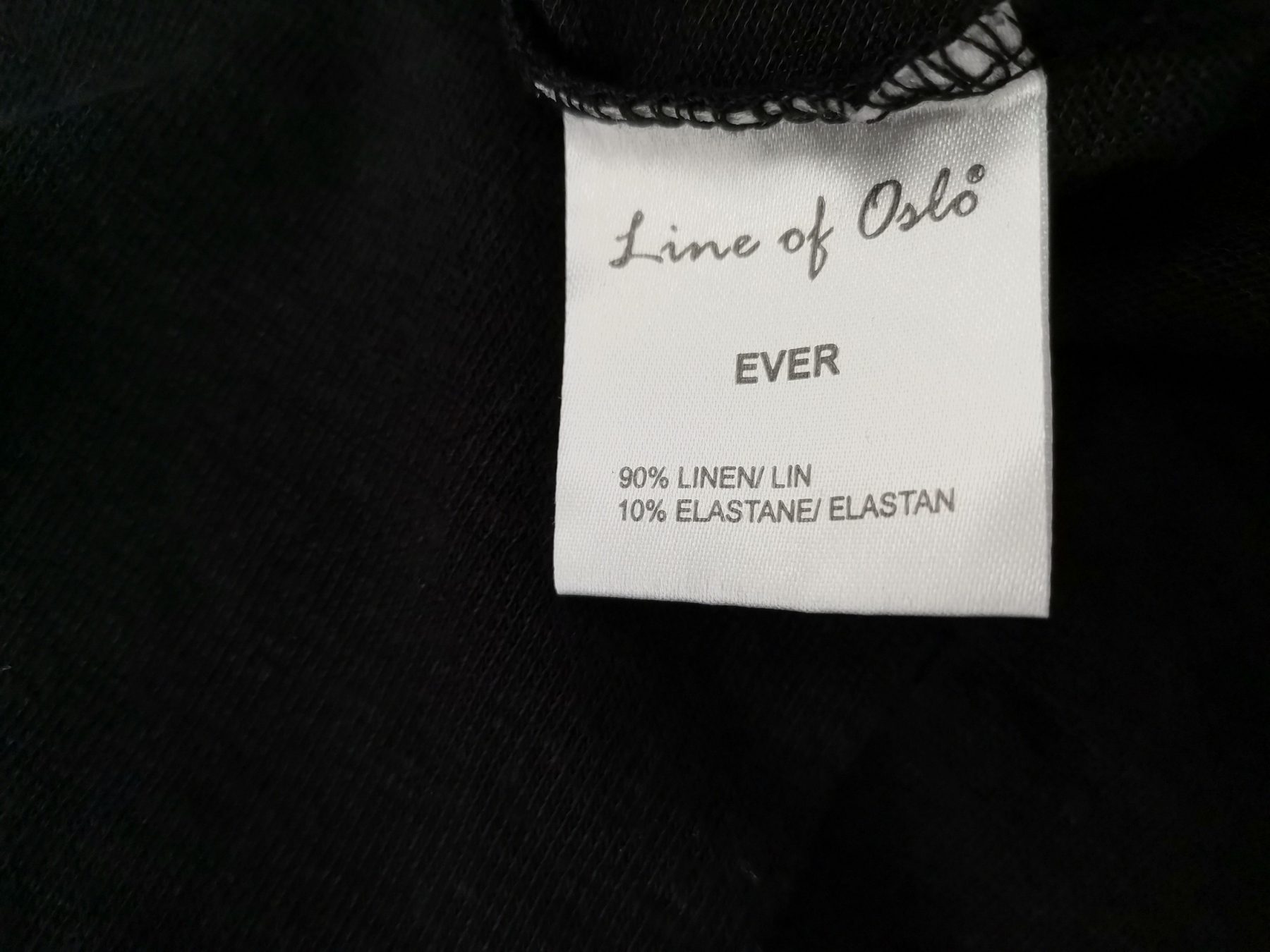 Line of Oslo Size S Color Czarny W serek Kardigan Otwarty Drapowany Długi rękaw Fabric Len Cienka dzianina