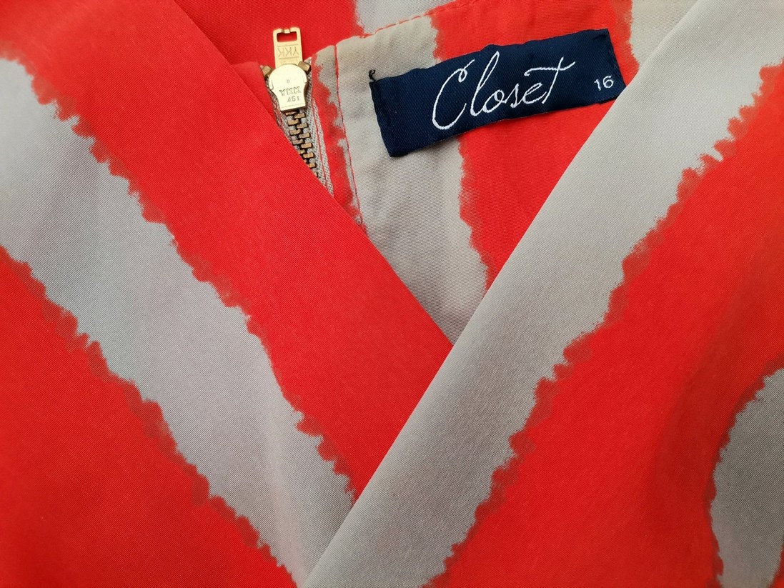 Closet Size 16 (44) Color Pomarańczowy W serek Sukienka Prosta Bezrękawnik Do Kolan