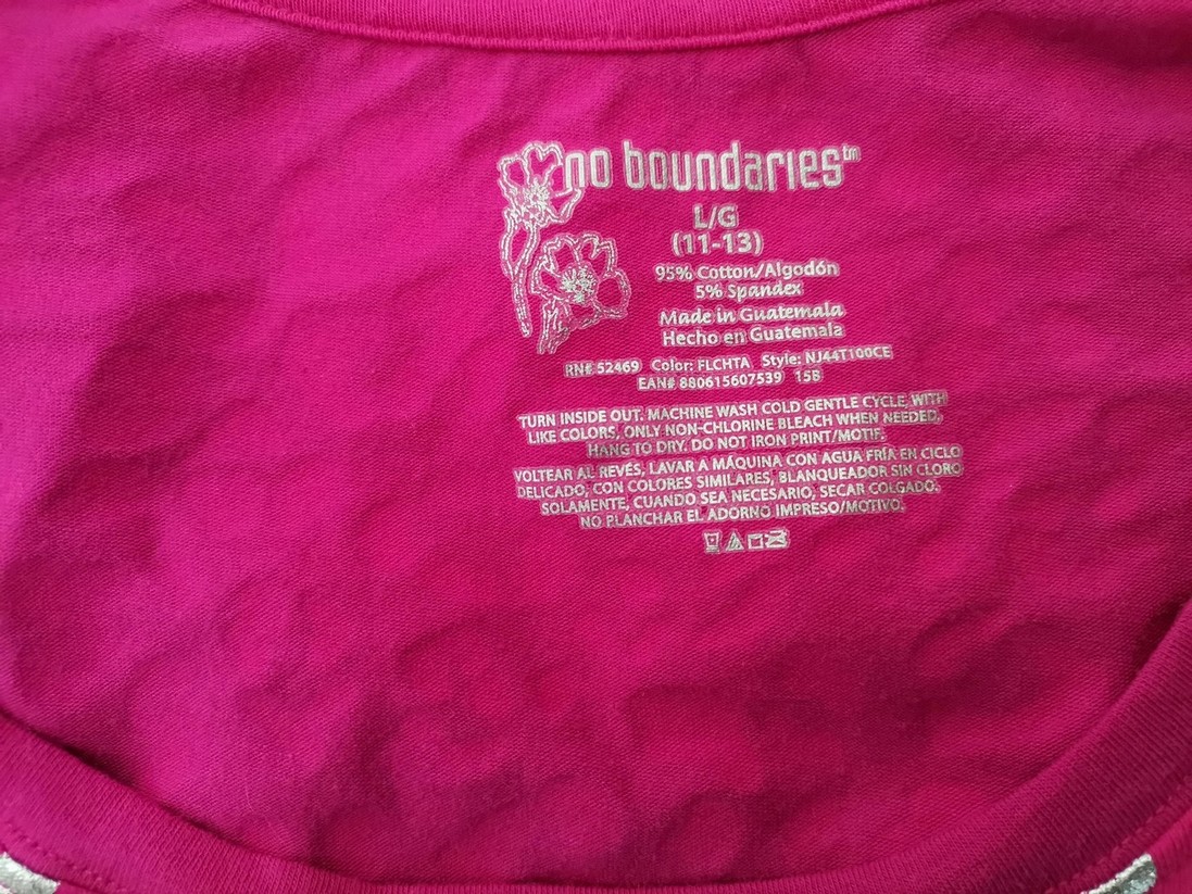 No Boundaries Size L Color Różowy Okrągły dekolt Tunika Bluzka Długi rękaw Fabric Bawełna