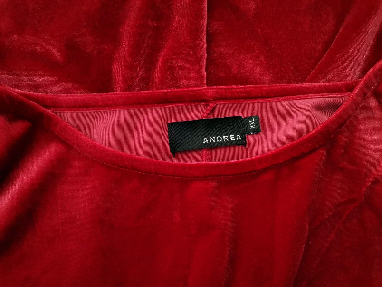 Andrea Size XXL Color Czerwony W łódkę Tunika Bluzka Rękaw 3/4