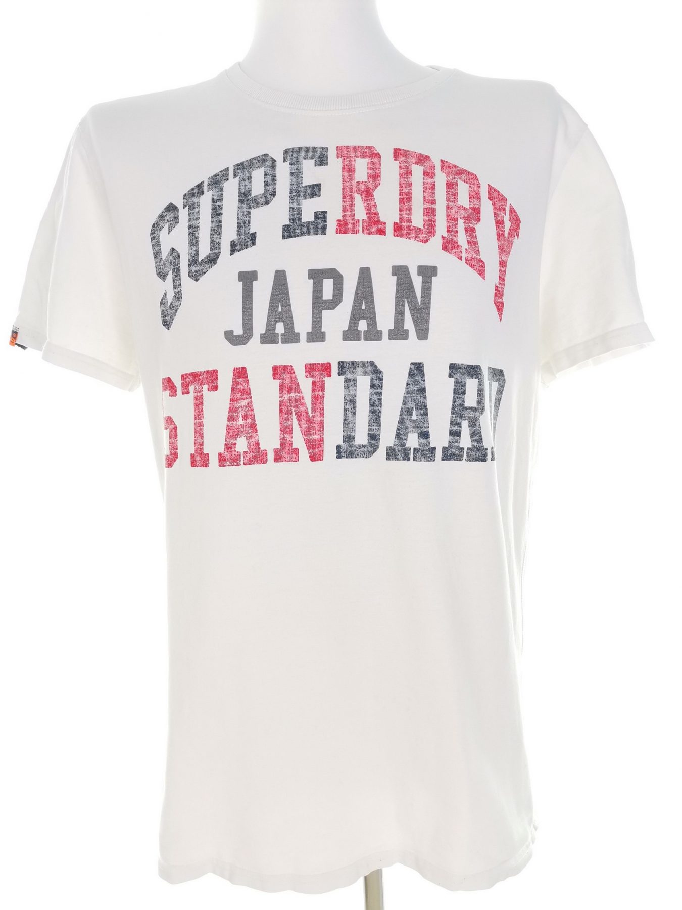 Superdry Size XXL Color Biały Męski T-Shirt Krótki rękaw Fabric Bawełna 100%