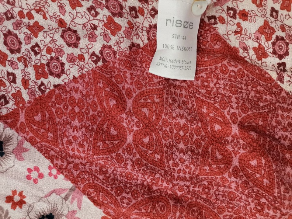 Risoe Size 44 Color Różowy Split Crew Neck Tunika Popover Bluzka Długi rękaw Fabric Wiskoza 100%