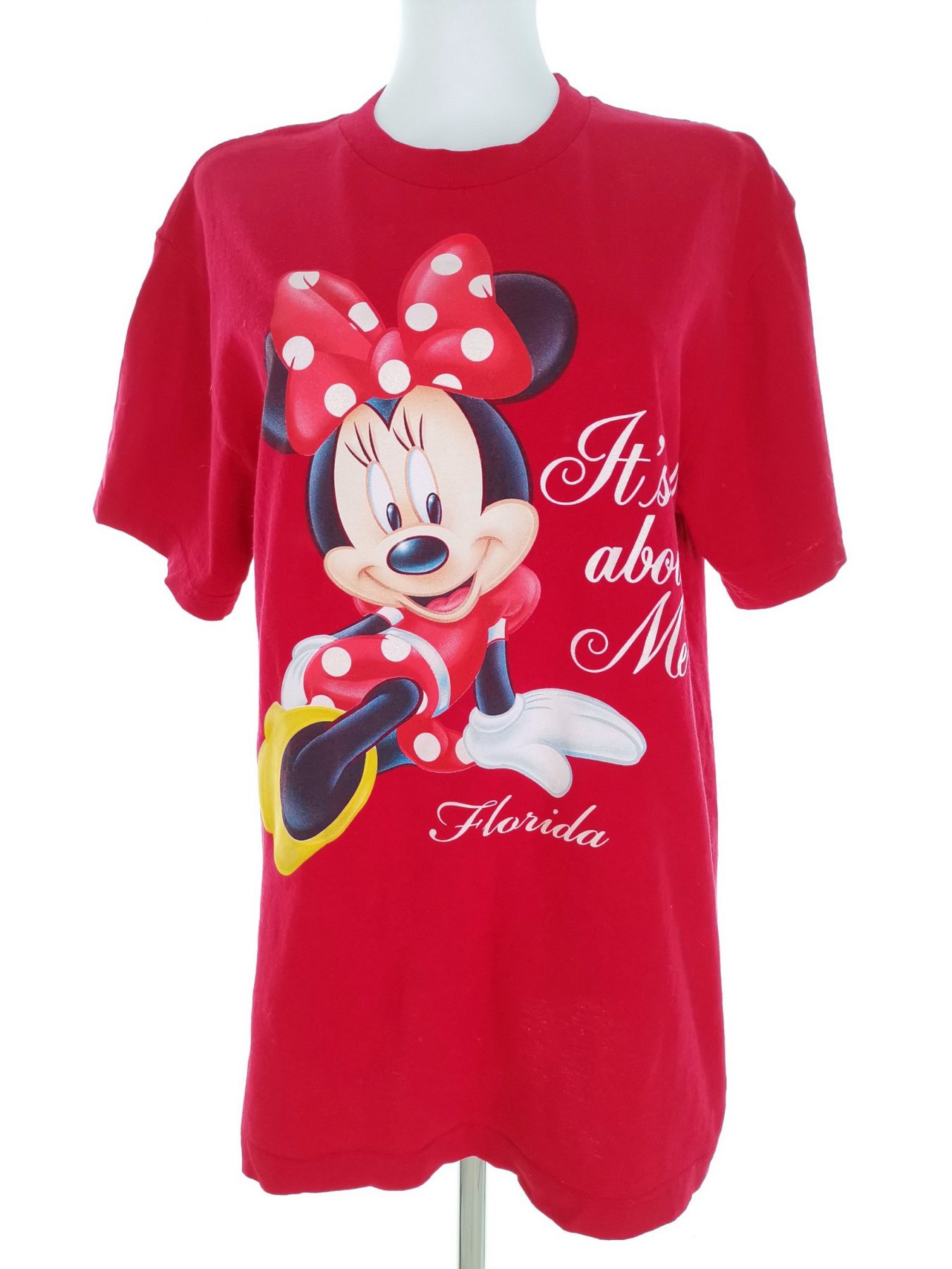 Disney Size M Color Czerwony Crew Neck T-Shirt Krótki rękaw Fabric Bawełna 100%