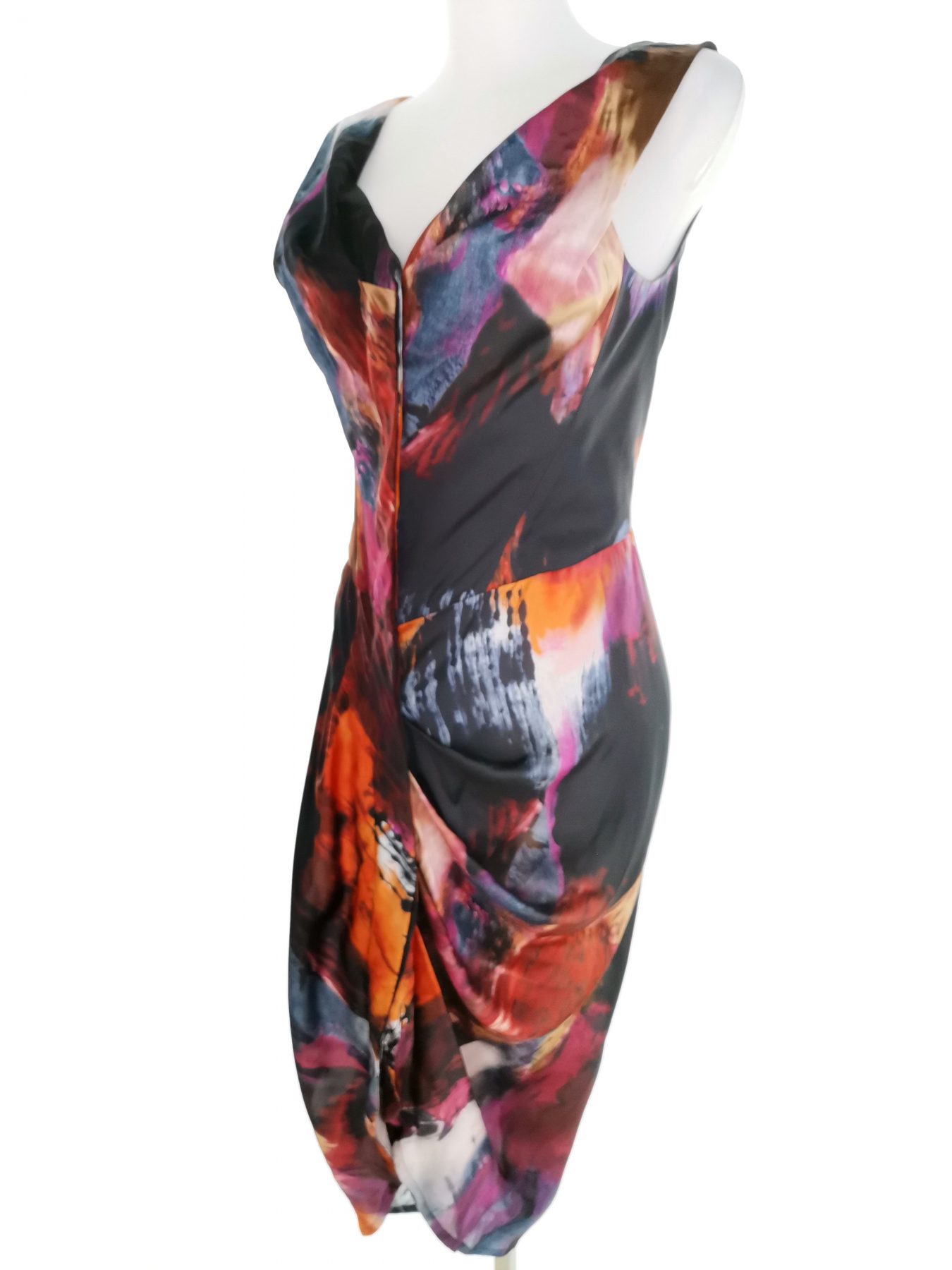 Full Circle Size 10 (36) S Color Czarny Dekolt Serce Sukienka Bodycon Bezrękawnik Midi