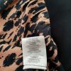 Ganni Size XS Color Brązowy Panterka Okrągły dekolt Sukienka Trapezowa Krótki rękaw Midi Fabric Wiskoza 100%