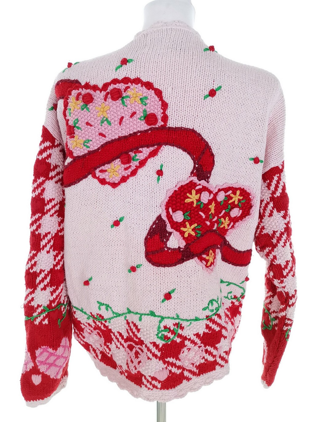 Size M Color Różowy W serek Kardigan Zapinany Długi rękaw Fabric Ramie Cienka dzianina