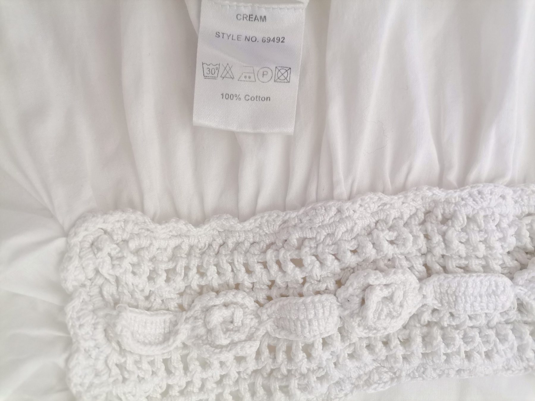 Cream Size 38 Color Biały Kwadratowy dekolt Tunika Bluzka Krótki rękaw Fabric Bawełna 100%