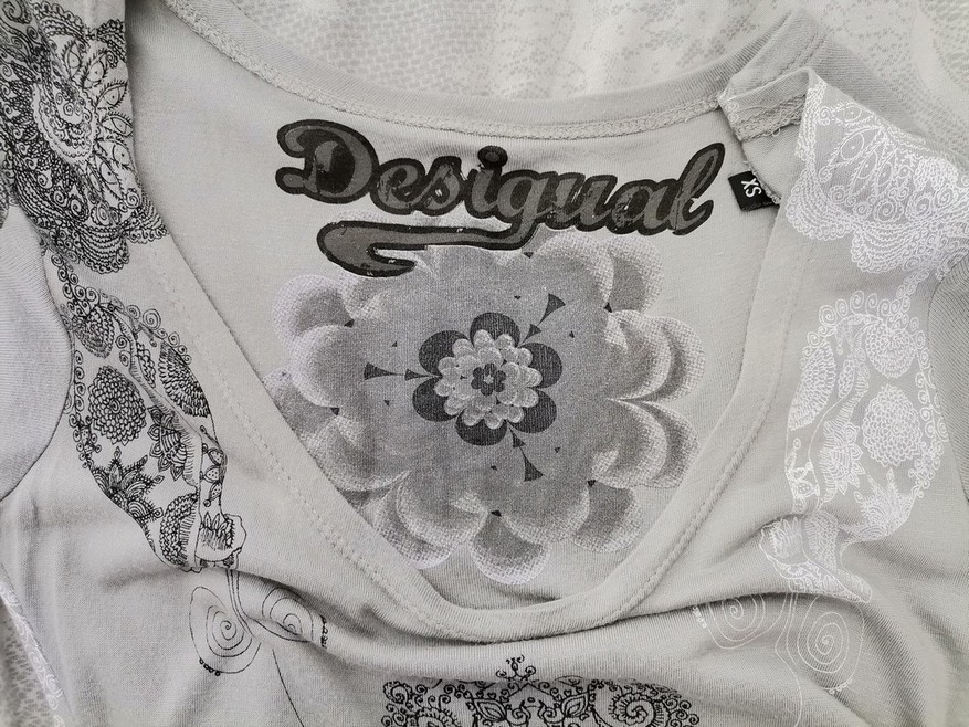 DESIGUAL Size XS Color Szary Dekolt U Sukienka Elegancka Krótki rękaw Midi