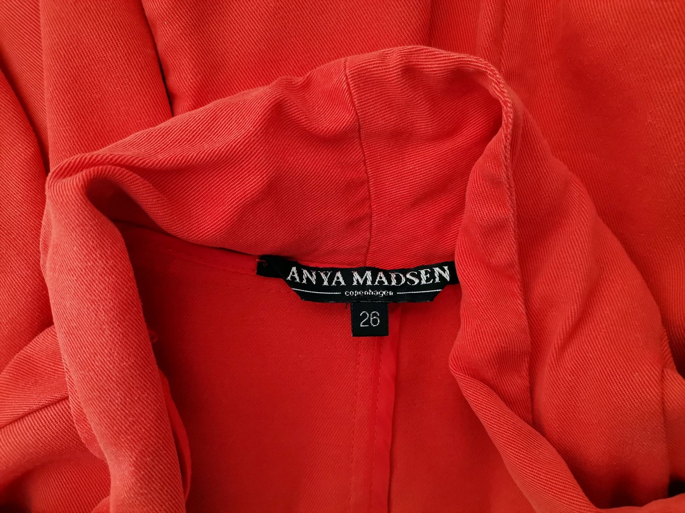 Anya Madsen Copenhagen Size 26 (54) Color Pomarańczowy W serek Długi Otwarty Kardigan Rękaw 3/4 Fabric Lyocell Cienka dzianina