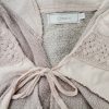 Cream Size XXL Color Pudrowy Róż Kołnierz Długi Kardigan Płaszcz Wiązany Długi rękaw Fabric Bawełna Otwarta dzianina