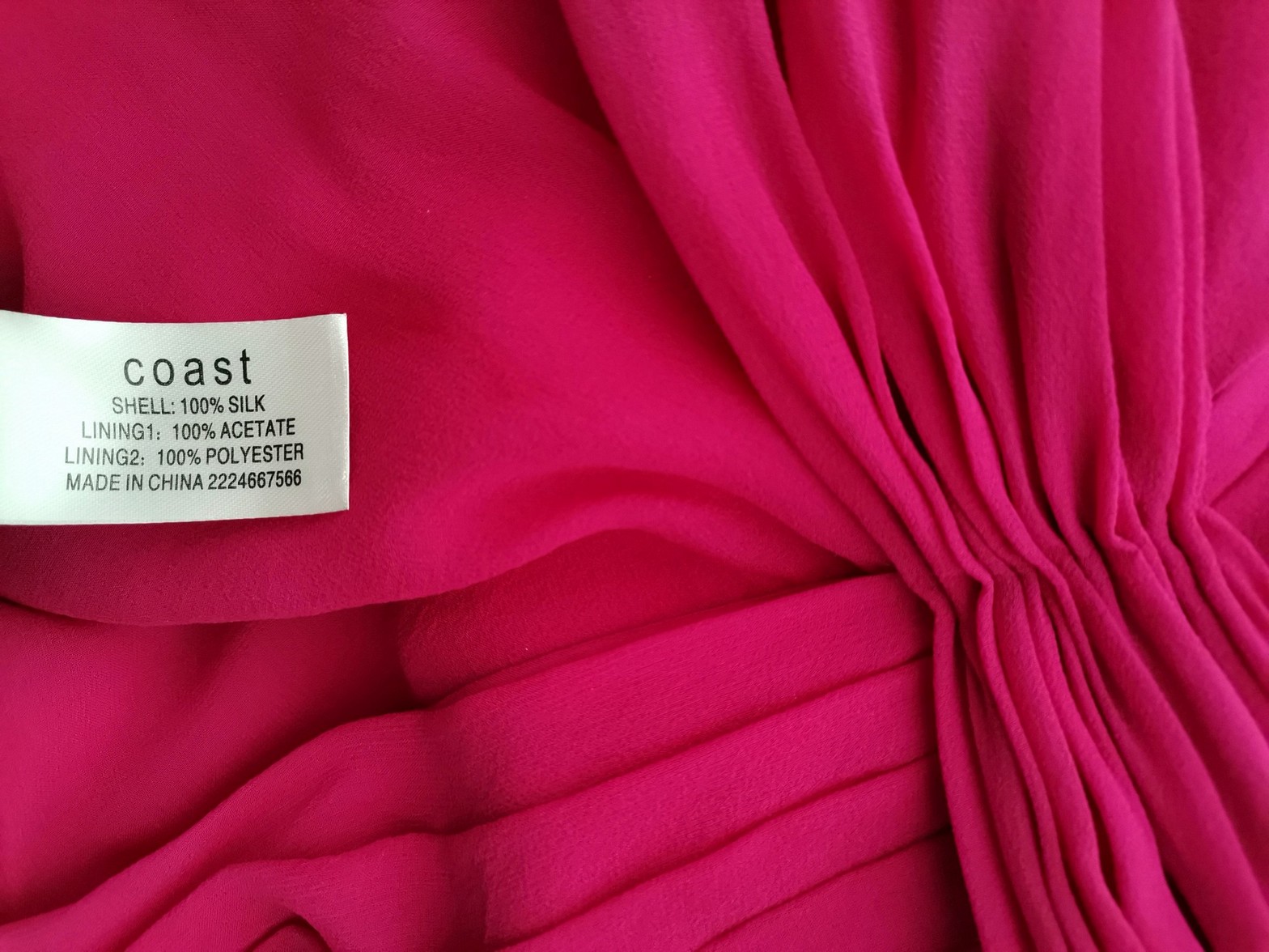 Coast Size 8 (34) Color Różowy Dekolt Serce Sukienka Letnia Bezrękawnik Do Kolan Fabric Jedwab 100%