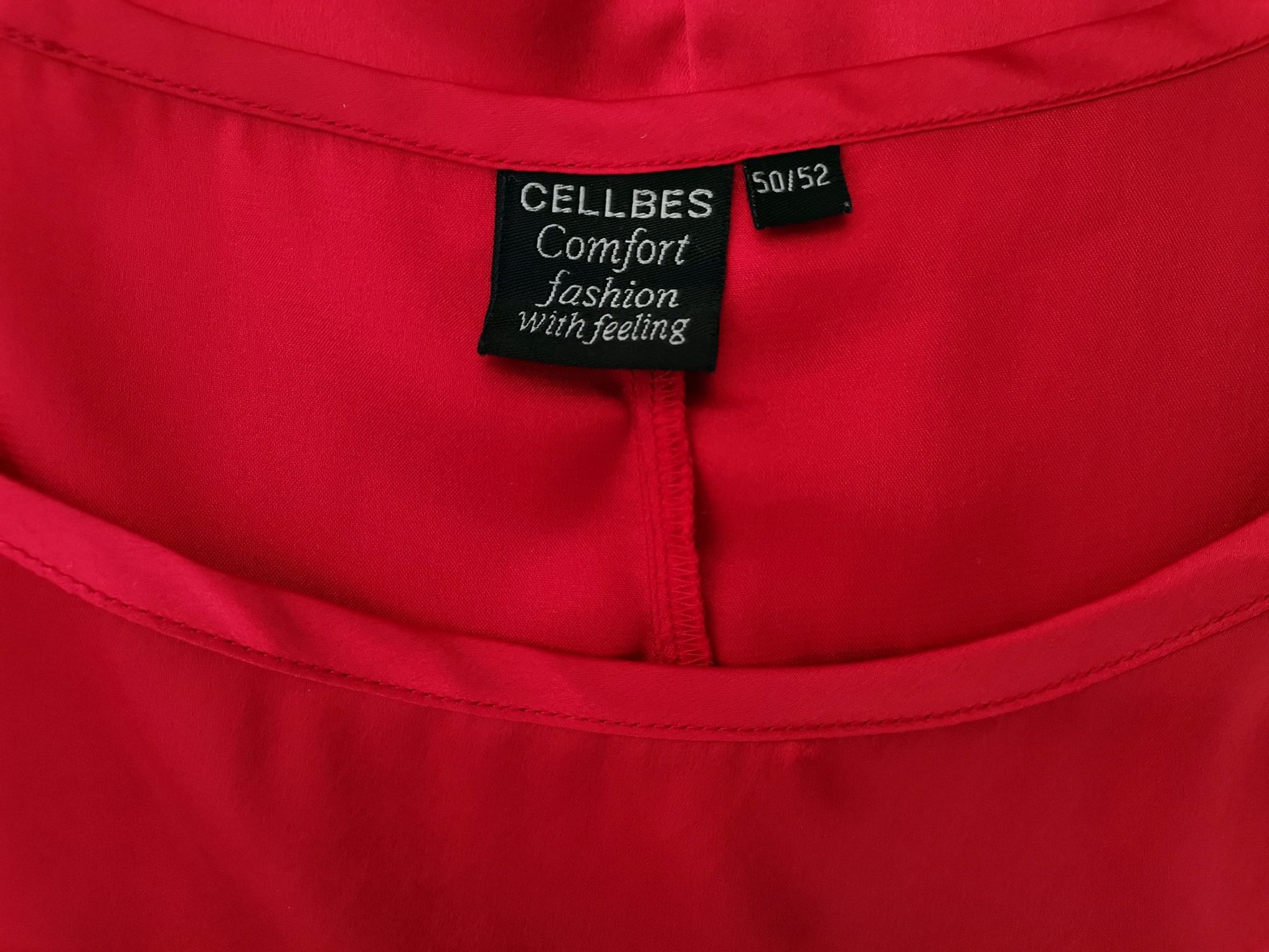 CELLBES Size 50/52 Color Czerwony Dekolt U Tunika Bluzka Bezrękawnik