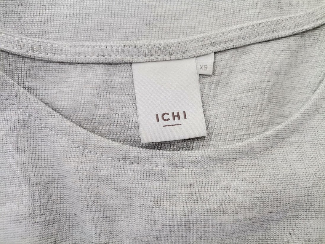 Ichi Size XS Color Szary Okrągły dekolt Sukienka Sweterkowa Krótki rękaw Midi