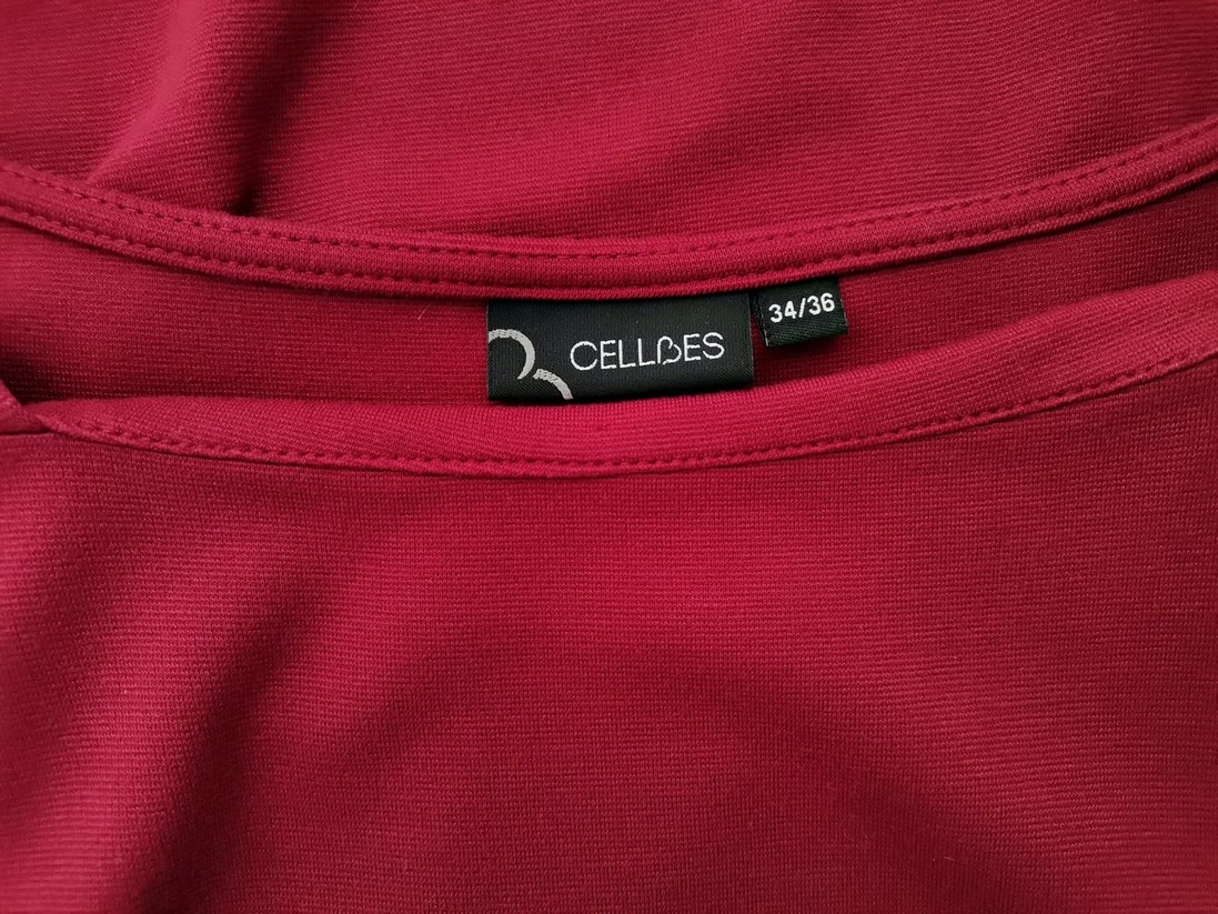 CELLBES Size 34/36 Color Fuksja Kwadratowy dekolt Tunika Bluzka Rękaw 3/4