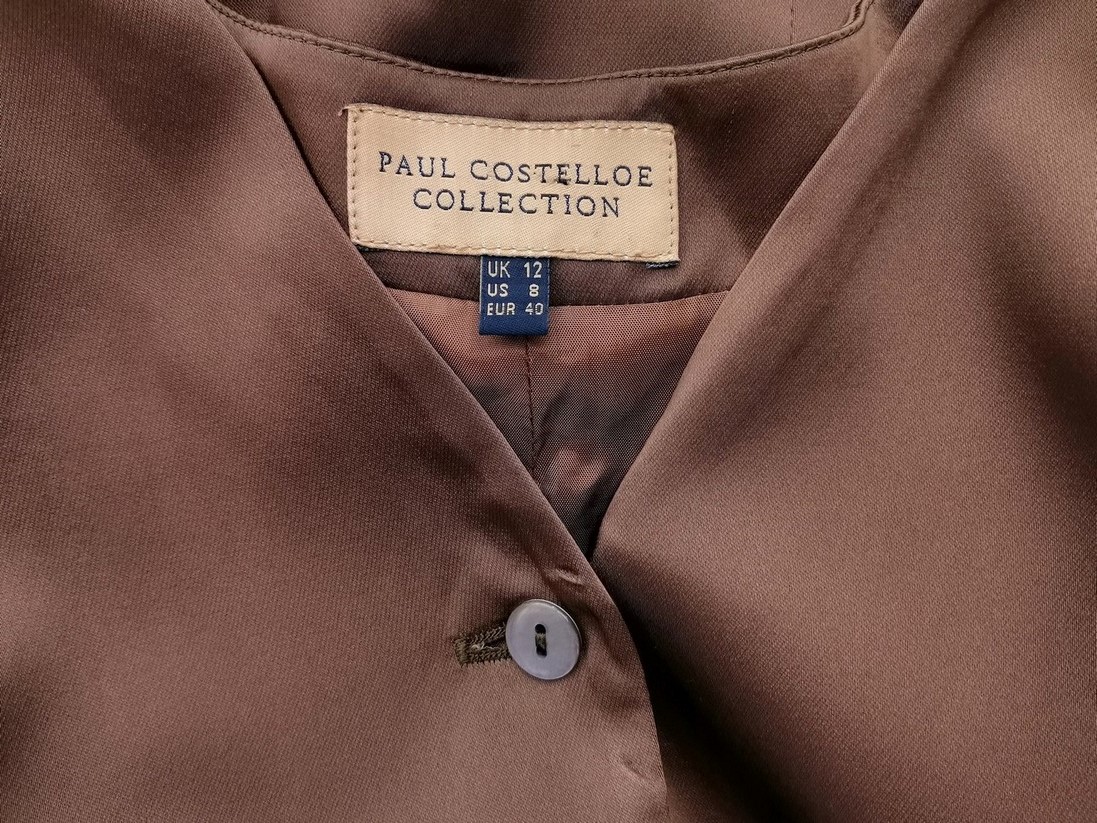 Paul Costelloe Size 12 (40) Color Brązowy Płaszcz Długi rękaw