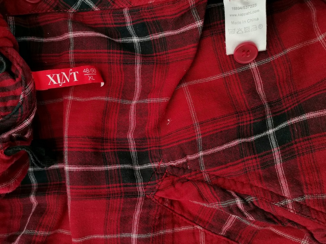 XLNT by KappAhl Size XL (48/50) Color Czerwony Krata Okrągły dekolt Tunika Zapinana Bluzka Długi rękaw Fabric Bawełna 100%