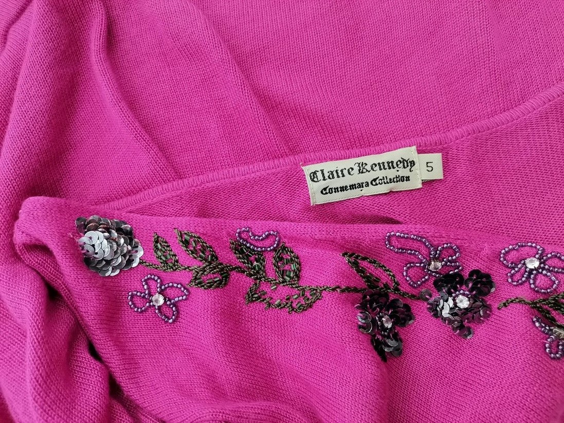 Claire Kennedy Size 5 (48) Color Różowy W serek Kardigan Zawijany Długi rękaw Fabric Wiskoza 100% Cienka dzianina