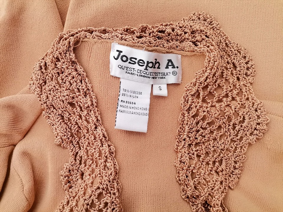 Joseph A. Size S Color Beżowy W serek Kardigan Wiązany Rękaw 3/4 Fabric Wiskoza Cienka dzianina