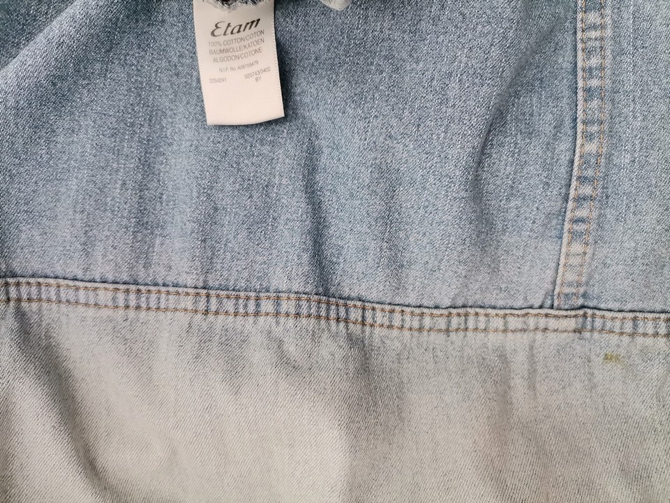 Etam Size 22 (50) Color Niebieski Kurtka Jeansowa Długi rękaw Fabric Bawełna 100%