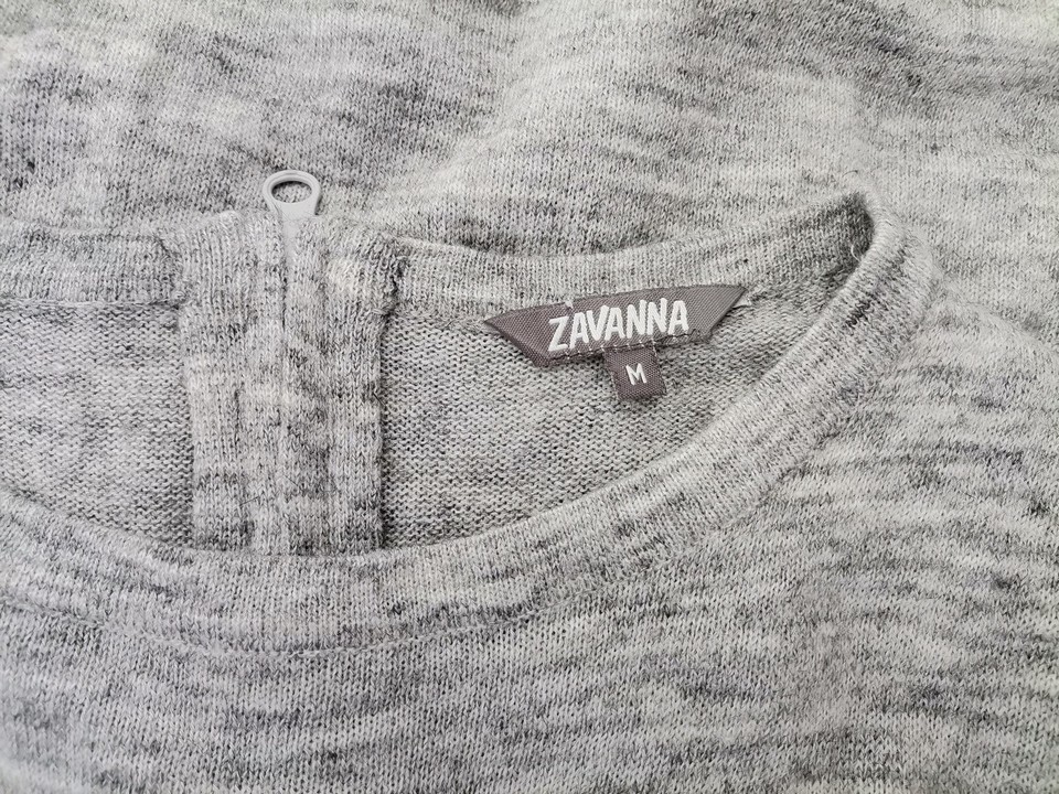 Zavanna Size M Color Szary Okrągły dekolt Sukienka Sweterkowa Długi rękaw Do Kolan Fabric Akryl