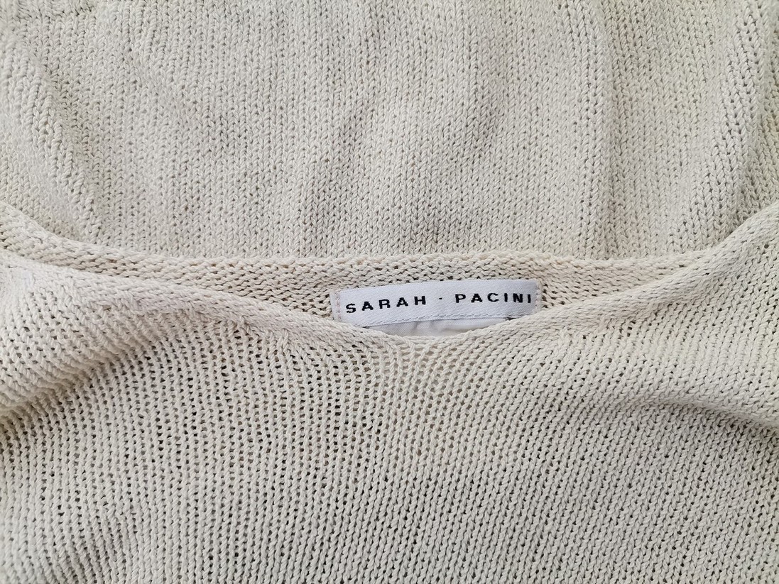 Sarah Pacini Size 46/48 Color Kremowy Dekolt U Crop Sweter Długi rękaw Cienka dzianina