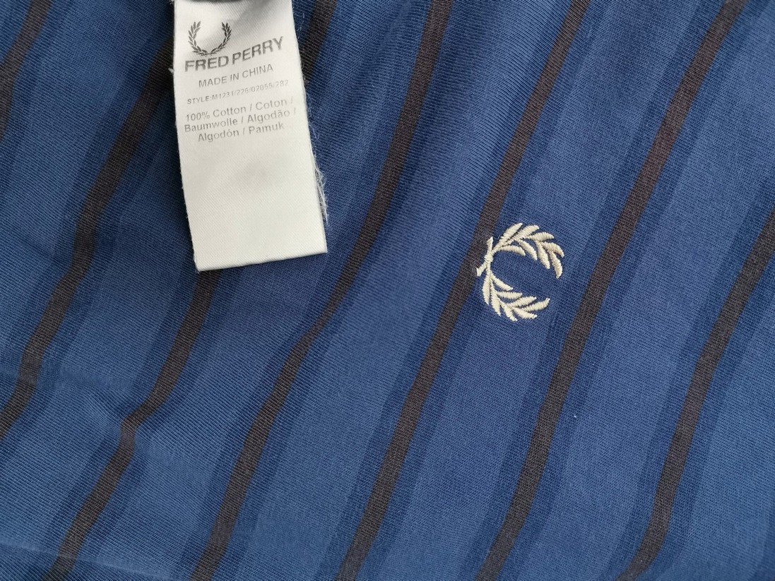 Fred Perry Size S Color Niebieski Pasy Męski T-Shirt Krótki rękaw Fabric Bawełna 100%