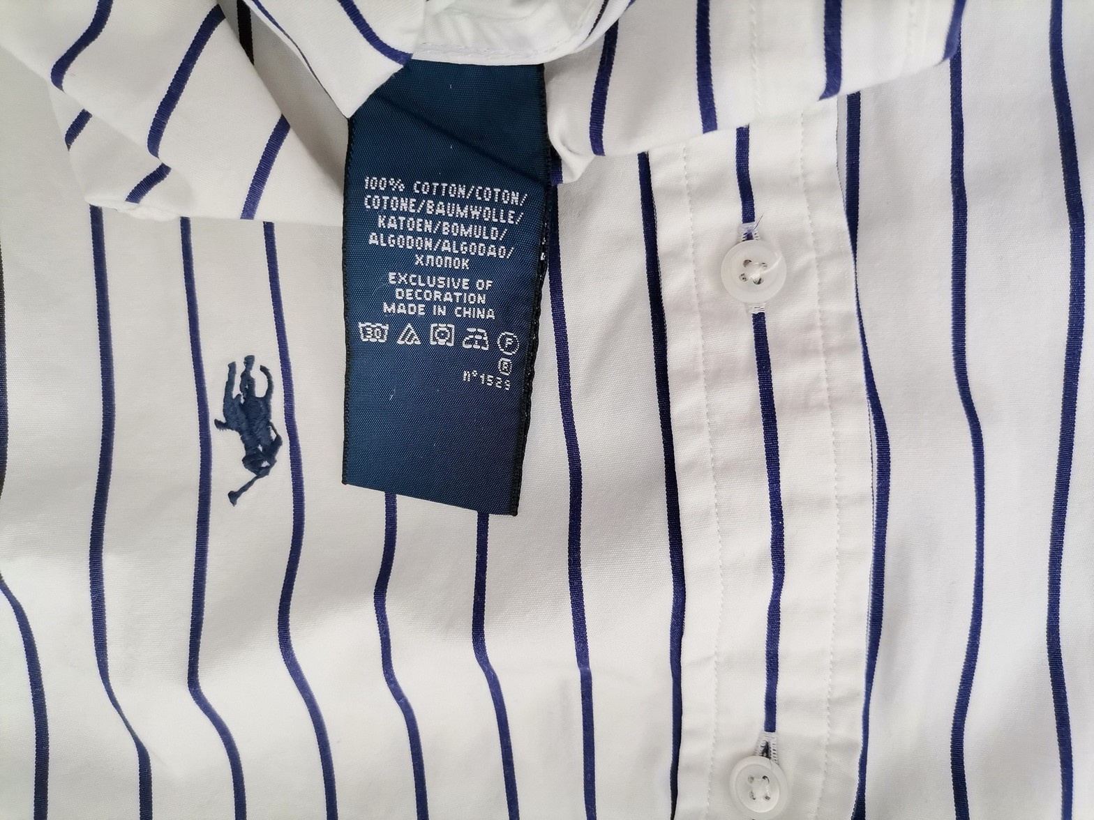 Ralph Lauren Size 8 (36) Color Biały Pasy Kołnierz Koszula Zapinana Bluzka Długi rękaw Fabric Bawełna 100%