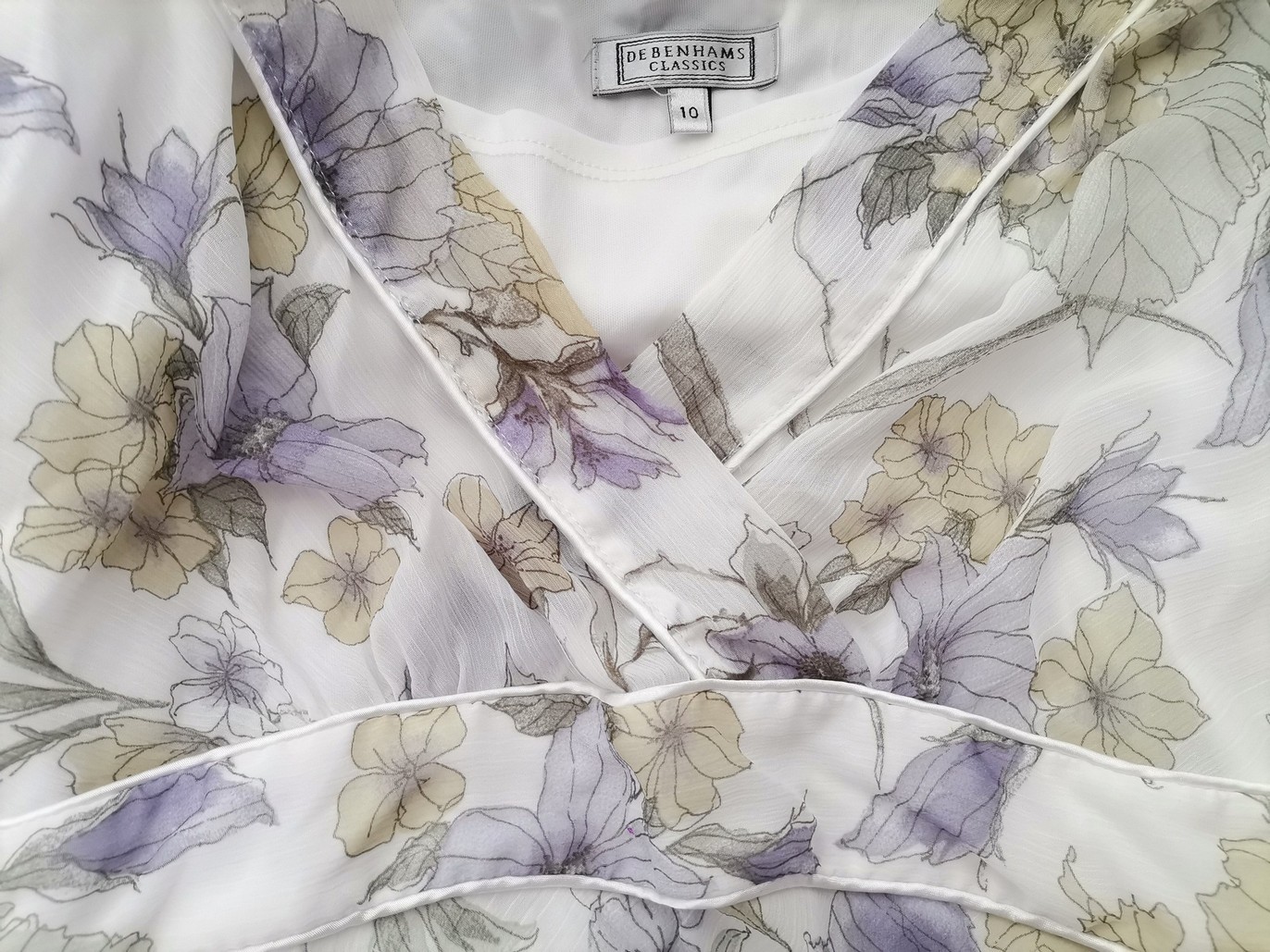 DEBENHAMS Size 10 (38) Color Biały W serek Sukienka Maxi Krótki rękaw Długa