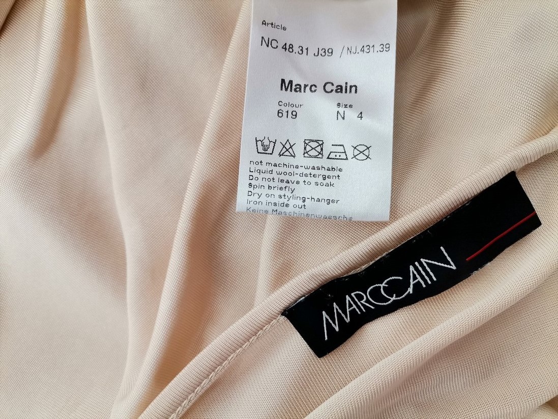 Marc Cain Size 4 (40) Color Kremowy W serek Tunika Bluzka Krótki rękaw Fabric Jedwab