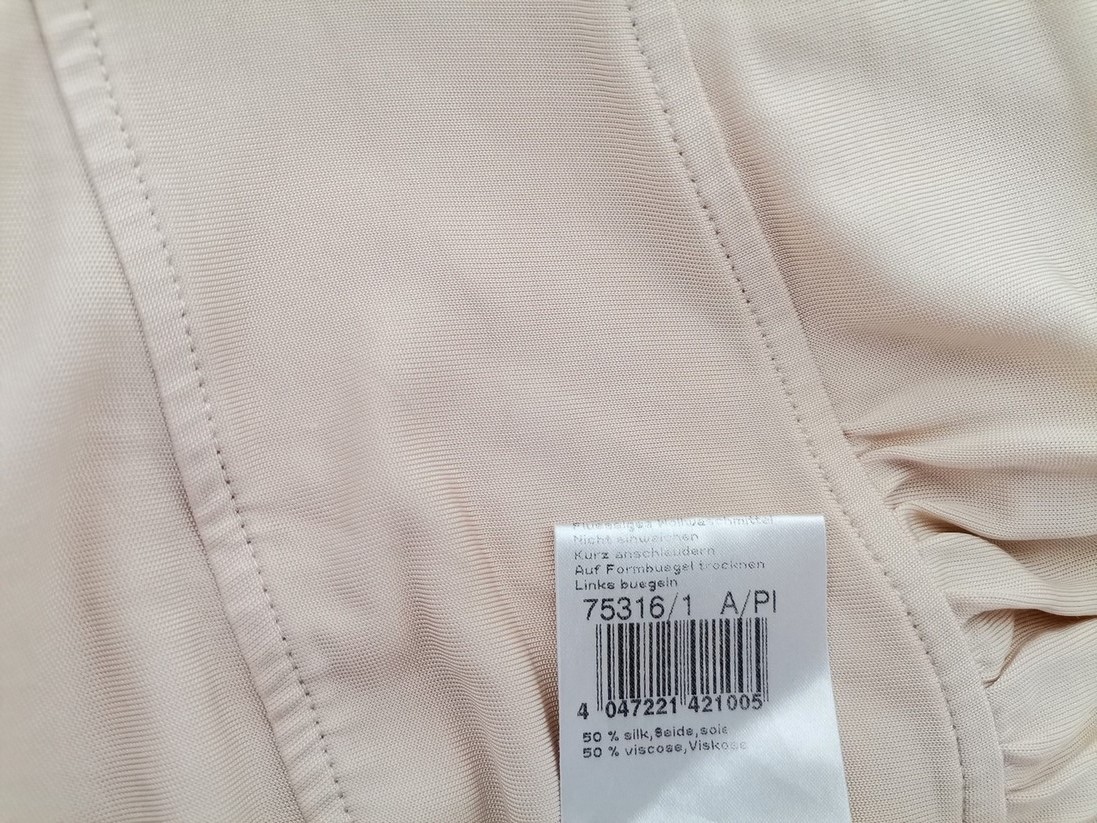 Marc Cain Size 4 (40) Color Kremowy W serek Tunika Bluzka Krótki rękaw Fabric Jedwab