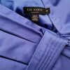 Ted Baker Size 2 (38) Color Niebieski Odkryte Ramiona Suknia Balowa Sukienka Wieczorowa Bezrękawnik Do Kolan Fabric Bawełna